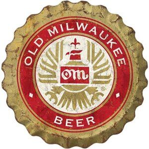 Old Milwaukee Beer Metal Bottle Cap Sign Garage Shop Bar Man Cave Outdoor LARGE